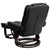 Flash Furniture Contemporary Black Leather Recliner and Ottoman with Swiveling Mahogany Wood Base