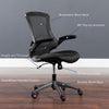 Flash Furniture Mid-Back Black Mesh Swivel Task Chair with Flip-Up Arms