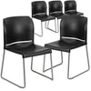 Flash Furniture 5 Pk. HERCULES Series 880 lb. Capacity Black Full Back Contoured Stack Chair with Sled Base