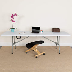 Flash Furniture 30''W x 96''L Bi-Fold Granite White Plastic Folding Table