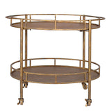 Creative Co-op Gold 2 Tier Metal Bar Cart on Casters