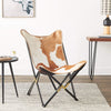 Creative Co-Op Cowhide Folding Butterfly Chair with Black & Gold Metal Base (Each one will vary)