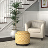 Ravenna Home Morrocan Storage Ottoman with Tray - 19 Inch, Yellow and Cream