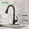 PAKING Kitchen Faucet, Kitchen Sink Faucet, Sink Faucet, Kitchen Faucets with Pull-down Sprayer, Matte Black Bar Kitchen Faucet, Sweep Spray