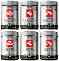 illy Caffe Scuro Drip Grind (Dark Roast, Brown Band), 8.8-Ounce Tins (Pack of 6)