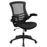 Flash Furniture Mid-Back Black Mesh Swivel Task Chair with Flip-Up Arms