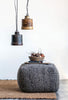 Creative Co-op Grey Square Wool Blend Textured Pouf,