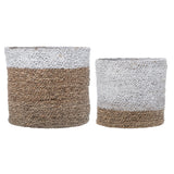 Bloomingville White Stripe Natural Seagrass Baskets (Set of 2)